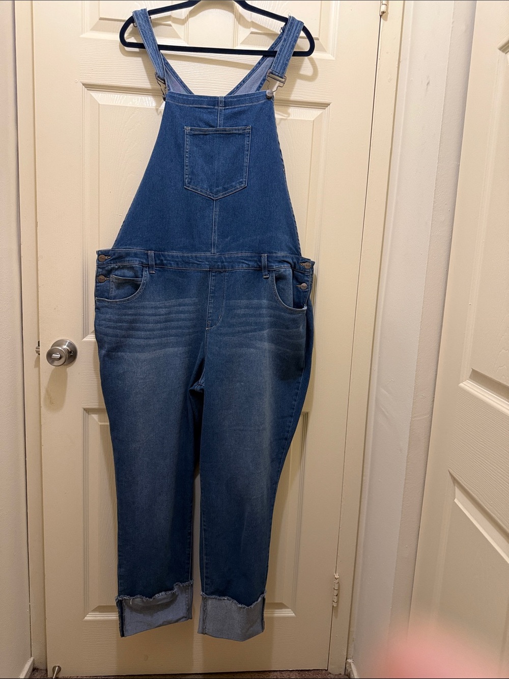 Relaxed Denim Overalls with Rolled Cuffs